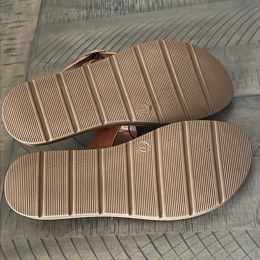 Women’s Mysoft Flat Open/Toe Brown Boho Slip on Summer Sandal w Buckle, Size 6🩴 - Picture 11 of 14